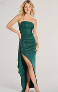 Vestido Verde Strapless Brillos